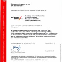 ISO 9001 Quality Management Rhomberg Sersa North America