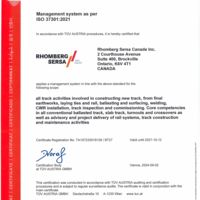 Rhomberg Sersa Canada Inc. ISO-Certificate 37301